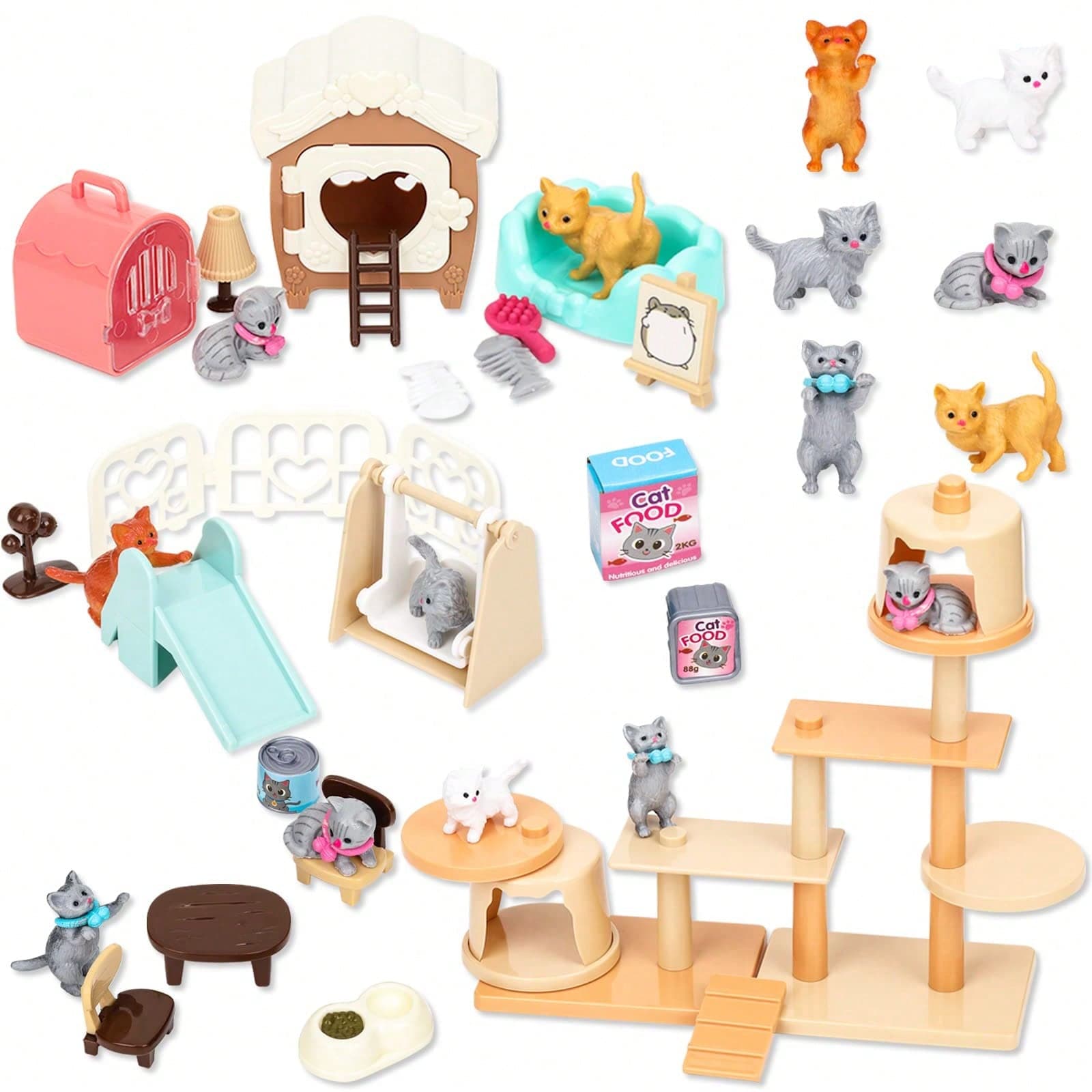 43 Pièces Jouets Pour Animaux De Compagnie Pour Enfants, Jouets De Jeu De Rôle Pour Animaux De Compagnie, Jouets En Peluche Pour Chat, Ensemble De